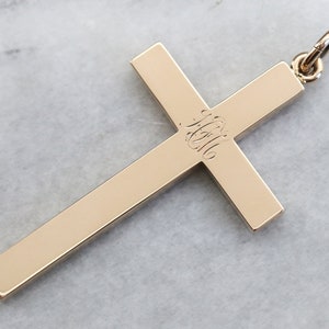 Antique Monogram &quot;HFM&quot; Cross Pendant, Victorian Yellow Gold Pendant, Religious Jewelry, Unisex Gold Cross C92ENT2R