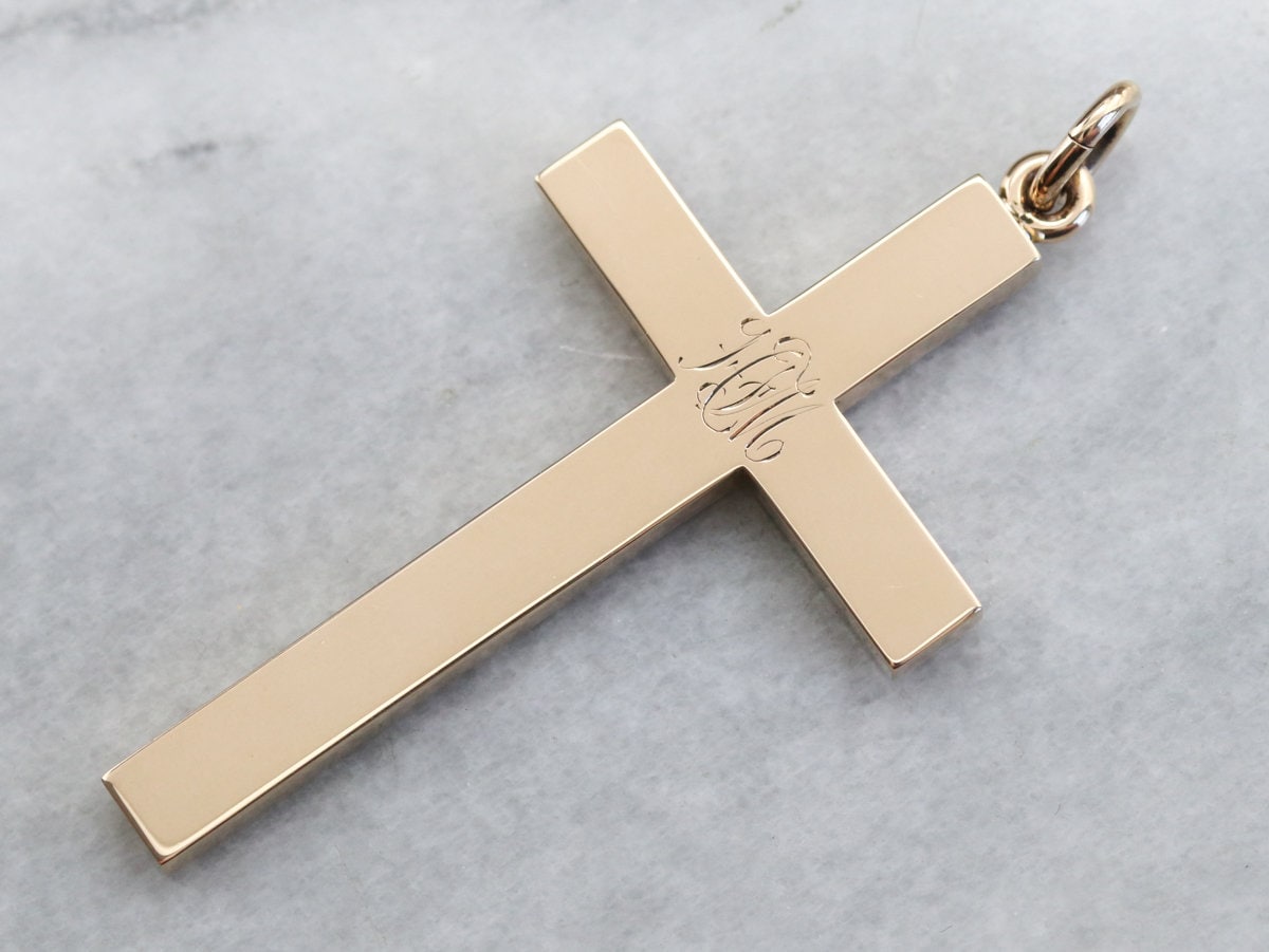 アンティーク 14K イエローゴールド クロスペンダント、ビクトリア朝の