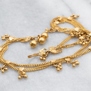 Indian 22K Gold Bead Bell Chain Anklet, Yellow Gold Anklet, Bridal Jewelry, Beach Jewelry, Anniversary Gift, Gift for Her A15024