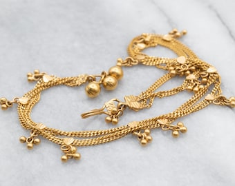 Indian 22K Gold Bead Bell Chain Anklet, Yellow Gold Anklet, Bridal Jewelry, Beach Jewelry, Anniversary Gift, Gift for Her A15024