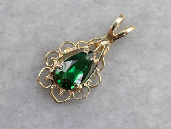 Tsavorite Garnet Pendant, Yellow Gold Garnet Pend… - image 2