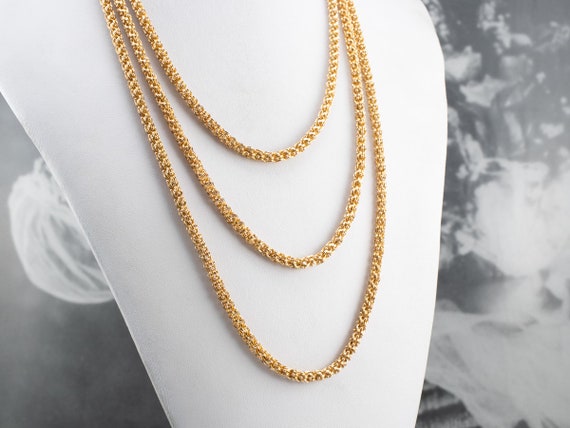 Antique Gold Fancy Chain, 14K Gold Chain, Long Ch… - image 8