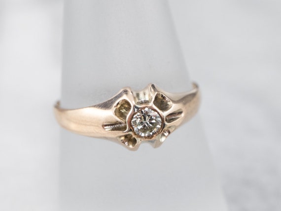 Antique Gypsy Set Diamond Ring, Victorian Diamond… - image 7