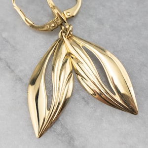 18K Yellow Gold Drop Earrings, Yellow Gold Jewelry, 18K Gold Earrings, Bridal Jewelry, Birthday Gift PWW0KJFZ