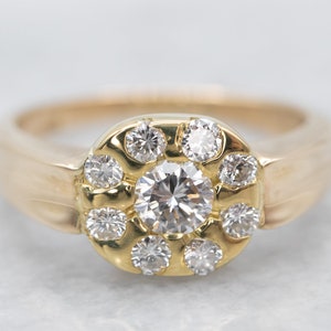 Anello Vintage Diamond Cluster, Diamante Halo, Multi Diamond Ring, Diamond Cocktail Anello, Oro giallo Diamond Ring, Regalo Anniversario A16491