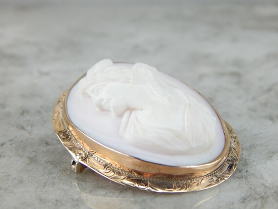 Antique Conch Shell Cameo in  Rose Gold Frame 613… - image 5