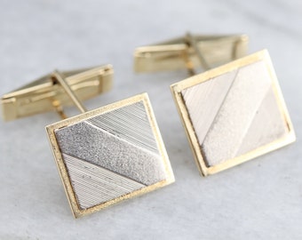 Vintage Gold Cufflinks, Textured Gold Cufflinks, Mix Metal Cufflinks, White and Yellow Gold Cufflinks, Menswear, Suit Accessories V8DD163M