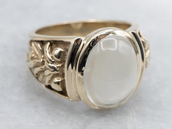Botanical Moonstone Statement Ring in Yellow Gold - image 2