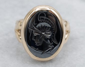Roman Soldier Hematite Intaglio Gold Statement Ring - Etsy