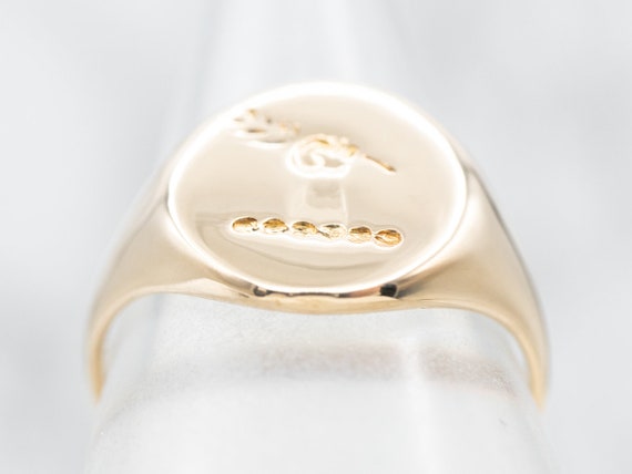 Olive Branch Gold Signet Ring, Vintage Signet Rin… - image 4