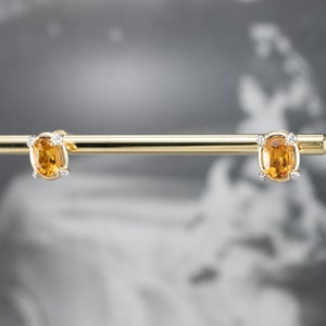 Citrine and Diamond Stud Earrings, Oval Citrine Stud Earrings, Yellow Gold Earrings, November Birthstone, Gemstone Stud Earrings JLNTVRXH image 9