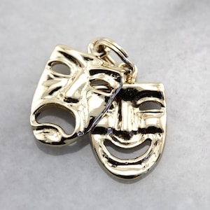 Comedy and Tragedy Masks Charm, Gold Drama Masks N565XP-P