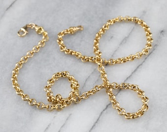 18K Yellow Gold Rolo Chain, 20 Inch Unisex Pendant Chain