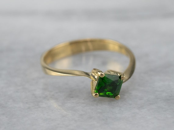 Green Tourmaline Bypass Ring, Yellow Gold Tourmal… - image 3