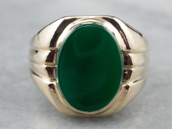 Men's Green Onyx Statement Ring, Green Stone Ring… - image 2
