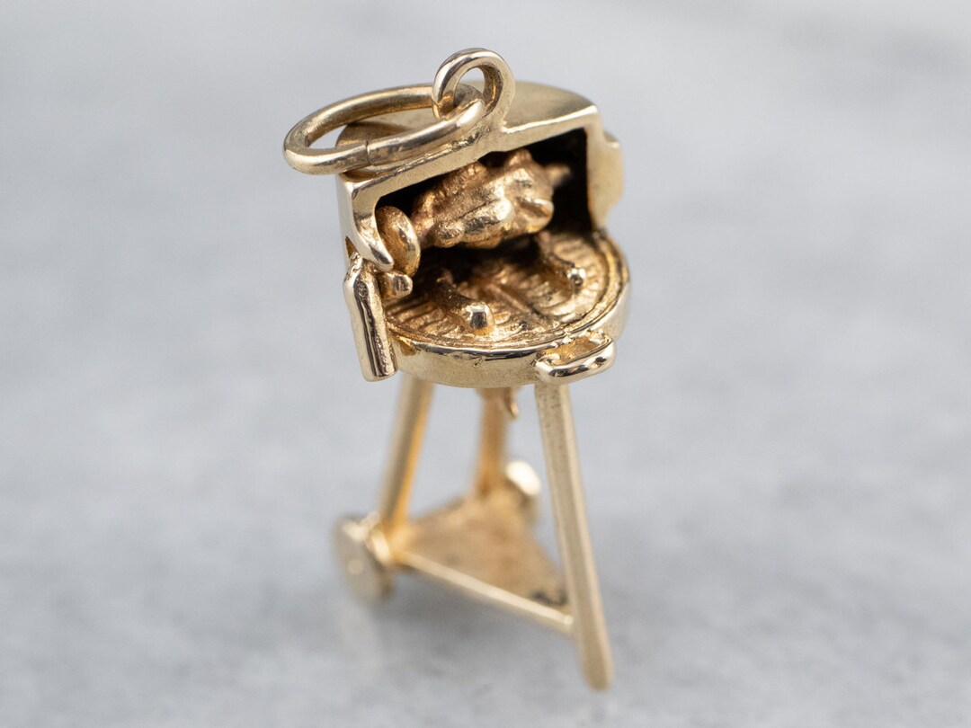 Rotisserie Grill Gold Charm 14K Gold Grill Charm Grill Etsy