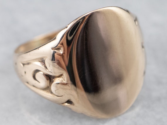 Victorian Rose Gold Signet Ring, Ornate Signet Ri… - image 1