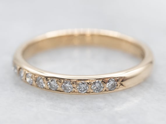 1950s Gold Pave Set Diamond Band, Diamond Wedding… - image 2