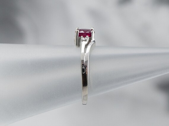 Ruby and Diamond 14K White Gold Bypass Ring, July… - image 9