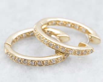 Vintage 14K Gelbgold Diamant Creolen, .33 Karat