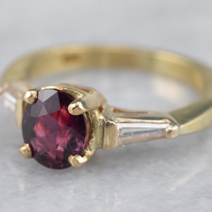 Ruby and Diamond Ring, Ruby Three Stone Ring, Ruby Engagement Ring, Yellow Gold Ruby Ring, July Birthstone, Anniversary Ring JZ847LNK