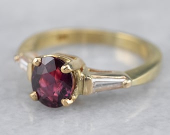 18K Yellow Gold Ruby and Diamond Ring, Anniversary Gift