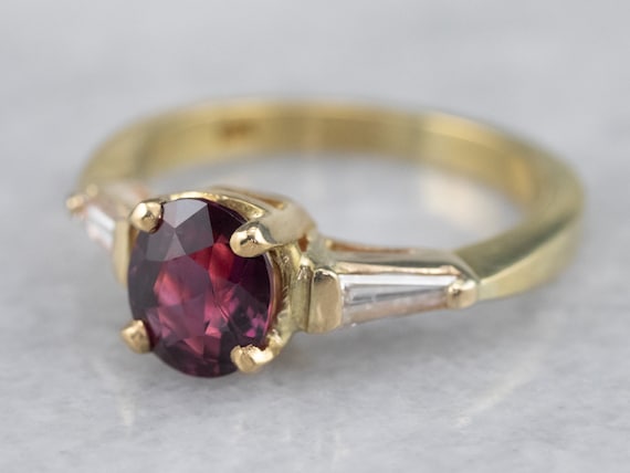 18K Yellow Gold Ruby and Diamond Ring, Anniversar… - image 1