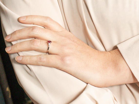 18K White Gold Oval Ruby and Diamond Ring, July B… - image 4