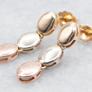 Tri Color Drop Earrings, Gold Drop Earrings, Rose Gold, White Gold, Yellow Gold, Tri Color Gold, Tri Color Earrings, Drop Earrings A40589