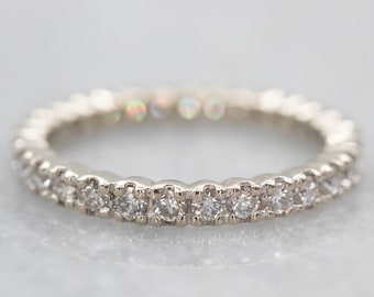 14K White Gold Diamond Eternity Band, .85 Carat Wedding Ring, Size 5