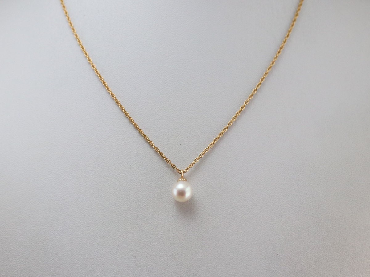 Pearl Drop Necklace Yellow Gold Necklace bridal Jewelry | Etsy