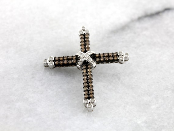 14K White Gold  Diamond Cross Pendant - image 2