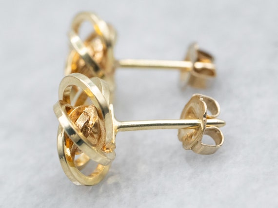 Yellow Gold Knot Stud Earrings, Gold Stud Earring… - image 3