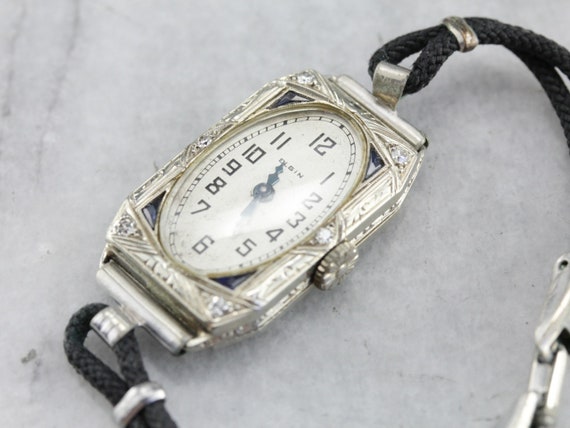 Art Deco Elgin Wrist Watch, Vintage Diamond Watch… - image 1