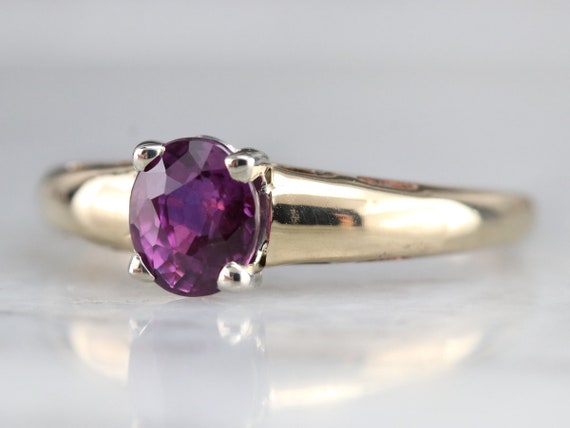 Vintage Pink Sapphire Solitaire Ring, Sapphire En… - image 3
