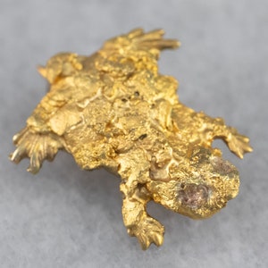 Gold Nugget Frog Pin, Lapel Pin, 22K Gold Pin, Handmade Pin, Frog Brooch, E7D1JH6E