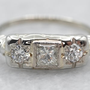 Princess Cut Diamond Engagement Ring, Modern Diamond Ring, Square Cut Diamond Ring, White Gold Diamond Ring, Anniversary Ring, A22060