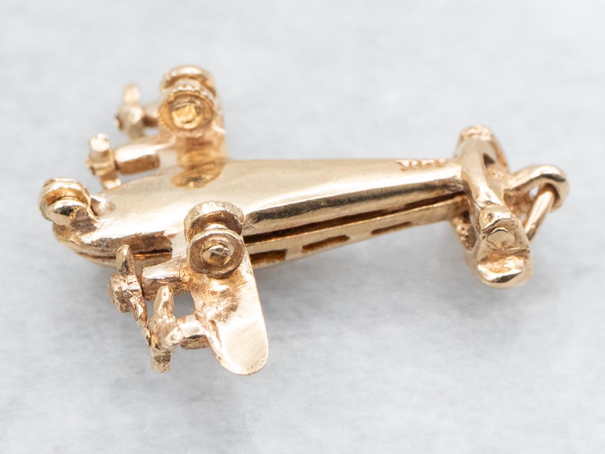 14K Gold Business Jet Flugzeug Anhänger