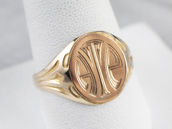 Art Deco Gold Signet Ring, Vintage Signet Ring, U… - image 7