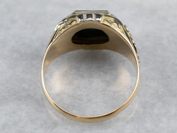 18K Two Toned Gold Hematite Ring, Vintage Hematit… - image 5