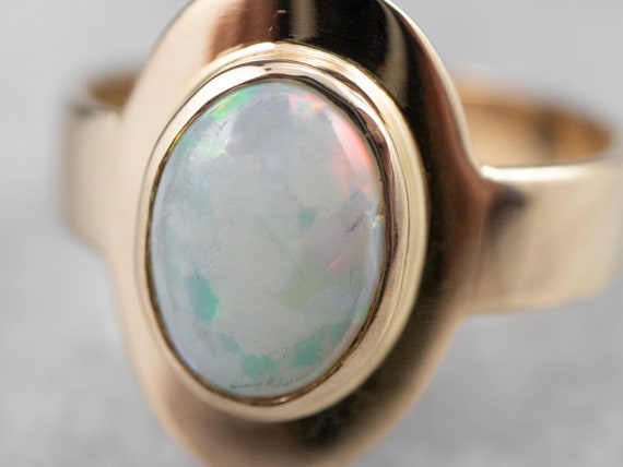 Vintage Opal Ring, Opal Cocktail Ring, Yellow Gol… - image 5