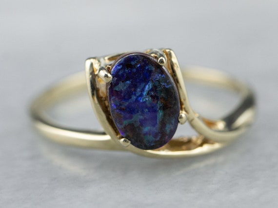 Australian Boulder Opal Ring, Black Opal Ring, Opa