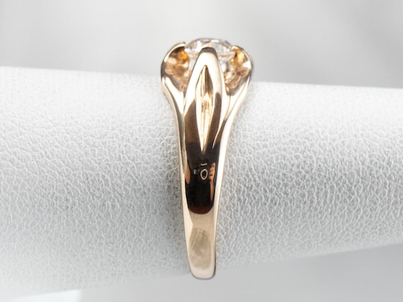 Unisex Diamond Belcher Ring, Antique Diamond Solitaire Ring