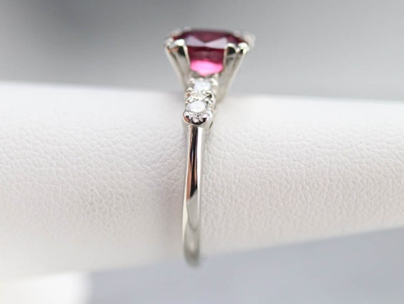Platinum Ruby and Diamond Ring, Retro Anniversary… - image 9