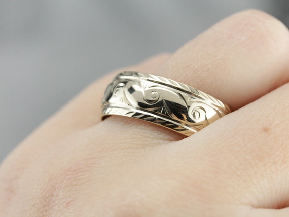 Vintage Pattern Band, Yellow Gold Band, Wedding Band, Unisex Vintage Pattern Band, Yellow Gold Band, Wedding Band, Unisex