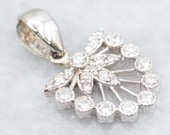 Vintage 0,25 karaat diamanten hanger, 14 kt witgouden bruidssieraden