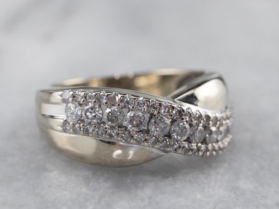 Twisting Diamond White Gold Band, Anniversary Rin… - image 2