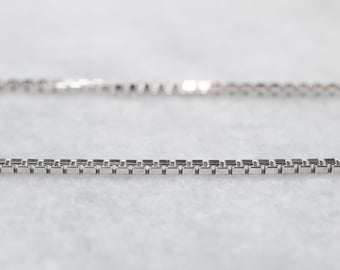 14K White Gold Box Chain, 18 Inch, Minimalist Necklace