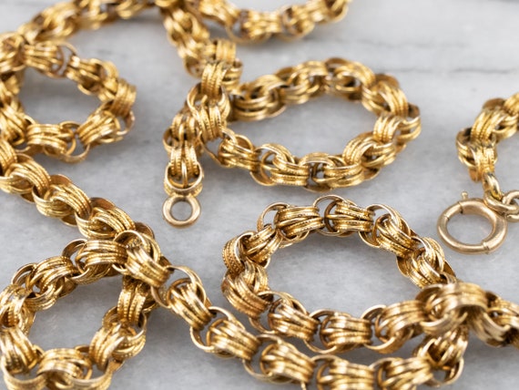 Antique Fancy Link Chain Necklace, Antique Gold C… - image 2