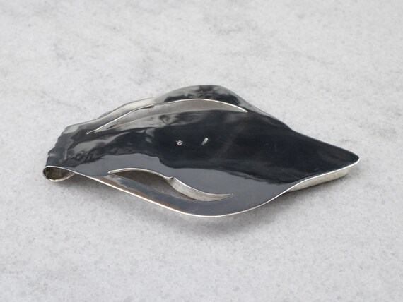 Large Pear Agate Pendant, Sterling Silver Artisan… - image 5